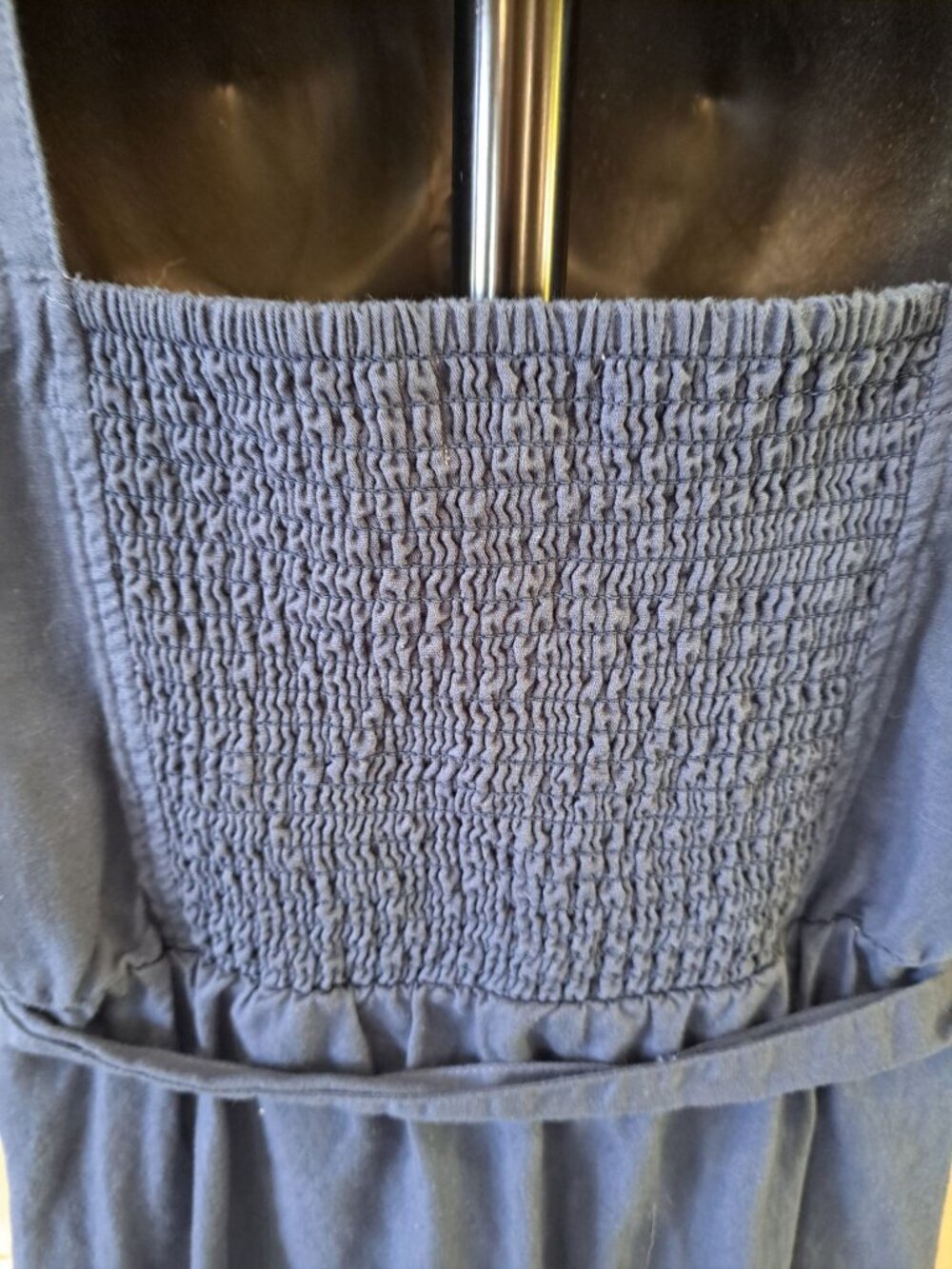 Pact Canopy Picnic Blue Midi Dress Tie Waist Button Front Size L Organic Cotton - Picture 5 of 13